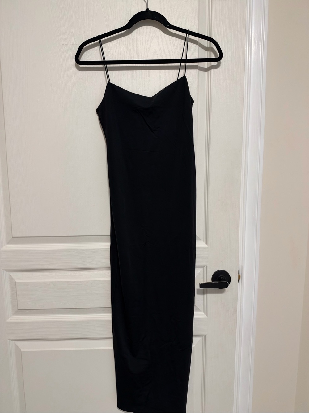 Zara Black Maxi Slip Dress with Spaghetti Straps